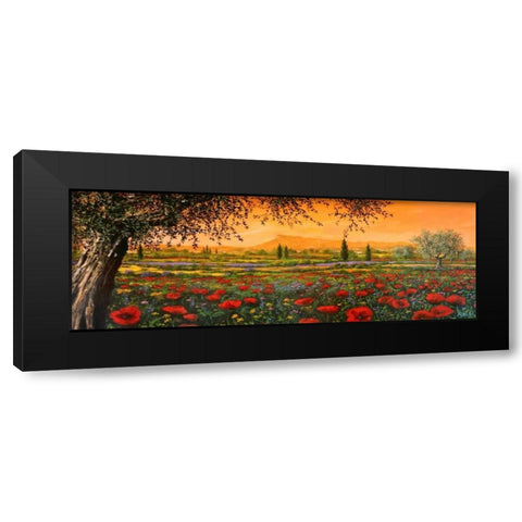 Pianura in fiore Black Modern Wood Framed Art Print with Double Matting by Marzari, Tebo