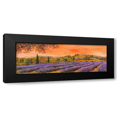 Filari di lavanda Black Modern Wood Framed Art Print with Double Matting by Marzari, Tebo