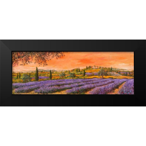 Filari di lavanda Black Modern Wood Framed Art Print by Marzari, Tebo