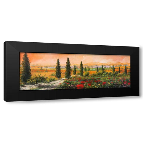 Il viale dei cipressi Black Modern Wood Framed Art Print with Double Matting by Marzari, Tebo