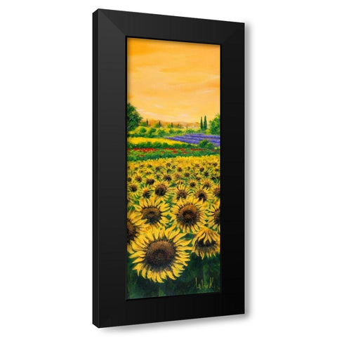Girasoli e lavanda Black Modern Wood Framed Art Print by Marzari, Tebo