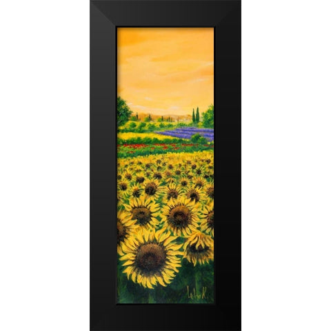 Girasoli e lavanda Black Modern Wood Framed Art Print by Marzari, Tebo