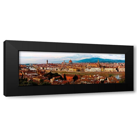 Panoramic view of Florence Black Modern Wood Framed Art Print by Ratsenskiy, Vadim