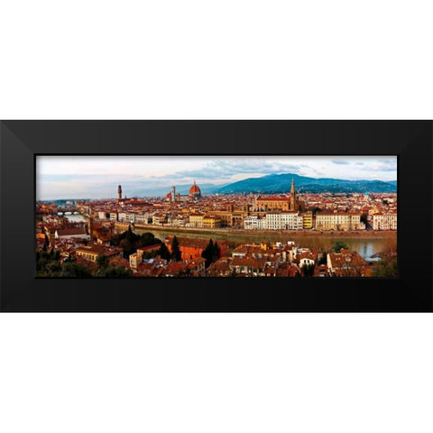 Panoramic view of Florence Black Modern Wood Framed Art Print by Ratsenskiy, Vadim