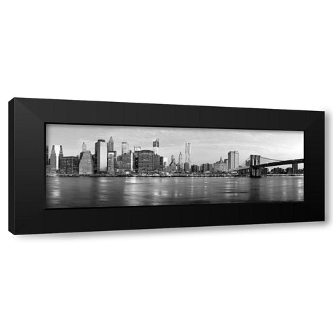 Manhattan and Brooklyn Bridge, NYC Black Modern Wood Framed Art Print by Ratsenskiy, Vadim