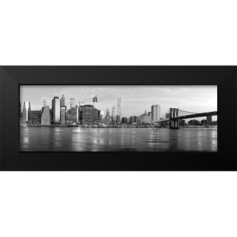 Manhattan and Brooklyn Bridge, NYC Black Modern Wood Framed Art Print by Ratsenskiy, Vadim