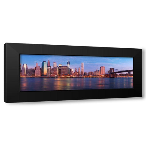 Manhattan and Brooklyn Bridge, NYC Black Modern Wood Framed Art Print with Double Matting by Ratsenskiy, Vadim
