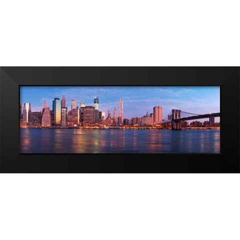Manhattan and Brooklyn Bridge, NYC Black Modern Wood Framed Art Print by Ratsenskiy, Vadim