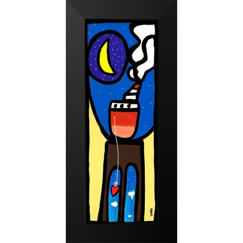 Approdo alla luna Black Modern Wood Framed Art Print by Wallas