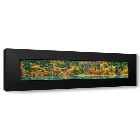 Lake and forest in autumn, China Black Modern Wood Framed Art Print with Double Matting by Krahmer, Frank