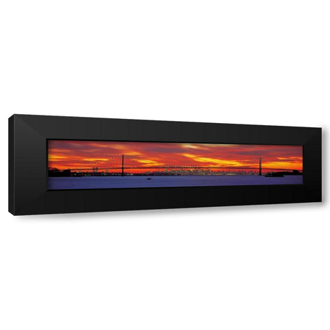 Queensboro and Manhattan Bridge New York City Black Modern Wood Framed Art Print with Double Matting by Berenholtz, Richard