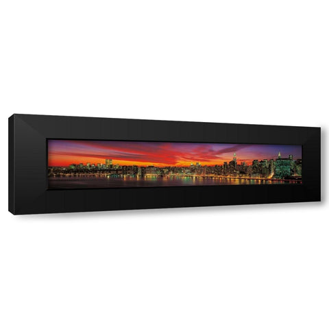 Sunset over New York Black Modern Wood Framed Art Print with Double Matting by Berenholtz, Richard