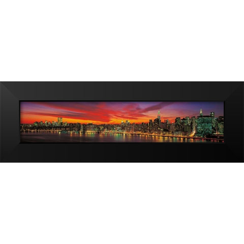 Sunset over New York Black Modern Wood Framed Art Print by Berenholtz, Richard