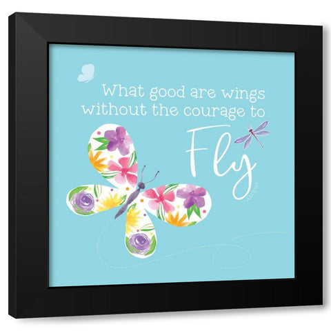 Dreams Take Flight on Blue IX Black Modern Wood Framed Art Print with Double Matting by Reed, Tara