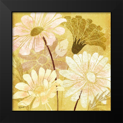 Golden Daisy Patch I Black Modern Wood Framed Art Print by Tre Sorelle Studios