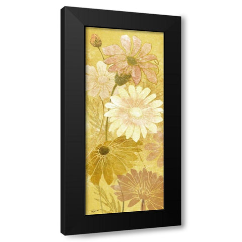 Golden Daisy Patch Panel I Black Modern Wood Framed Art Print with Double Matting by Tre Sorelle Studios