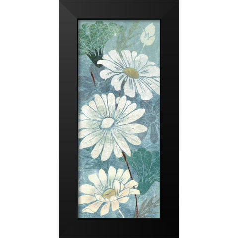 Teal Daisy Patch Panel I Black Modern Wood Framed Art Print by Tre Sorelle Studios