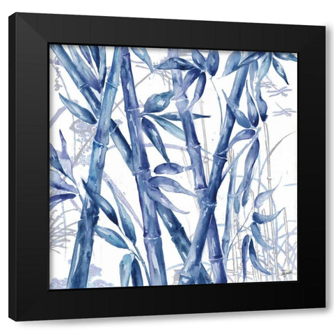 Indigo Asian Bamboo II Black Modern Wood Framed Art Print by Tre Sorelle Studios