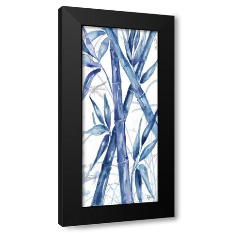 Indigo Asian Bamboo Panel I Black Modern Wood Framed Art Print with Double Matting by Tre Sorelle Studios