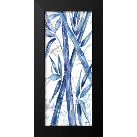 Indigo Asian Bamboo Panel I Black Modern Wood Framed Art Print by Tre Sorelle Studios
