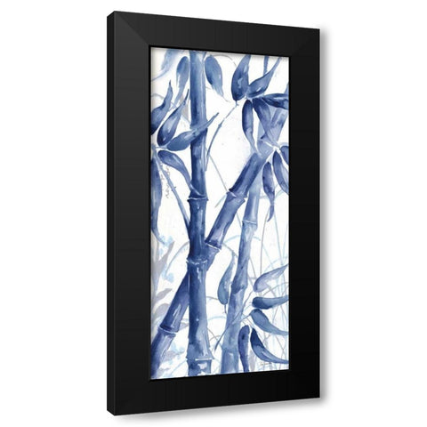 Indigo Asian Bamboo Panel II Black Modern Wood Framed Art Print with Double Matting by Tre Sorelle Studios