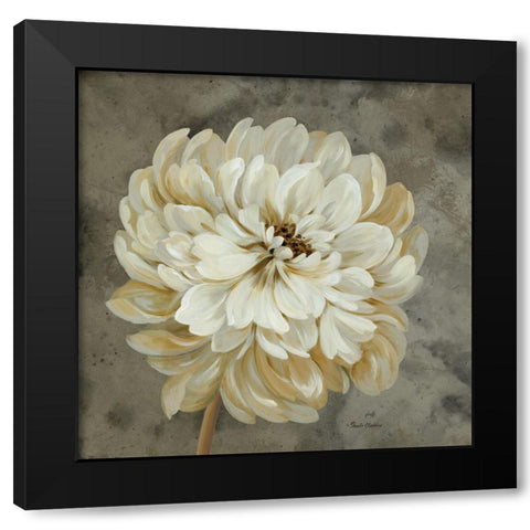 Pearl Grey Floral Study I Black Modern Wood Framed Art Print with Double Matting by Gladding, Pamela