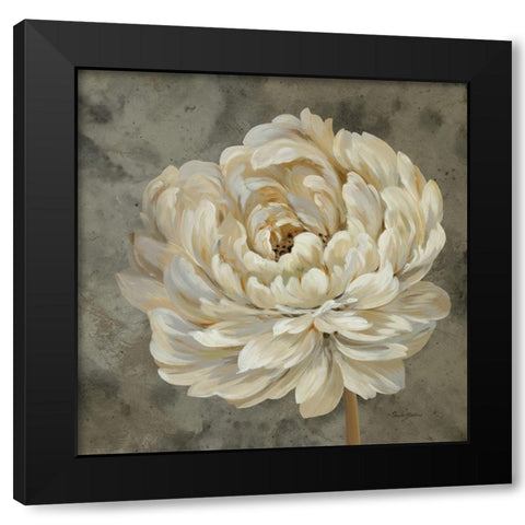 Pearl Grey Floral Study III Black Modern Wood Framed Art Print with Double Matting by Gladding, Pamela