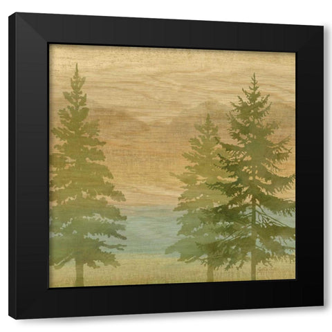 At the Lake Pine Trees II  Black Modern Wood Framed Art Print by Coulter, Cynthia