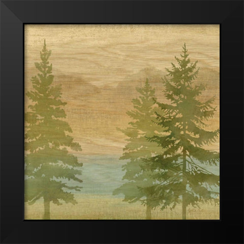 At the Lake Pine Trees II  Black Modern Wood Framed Art Print by Coulter, Cynthia