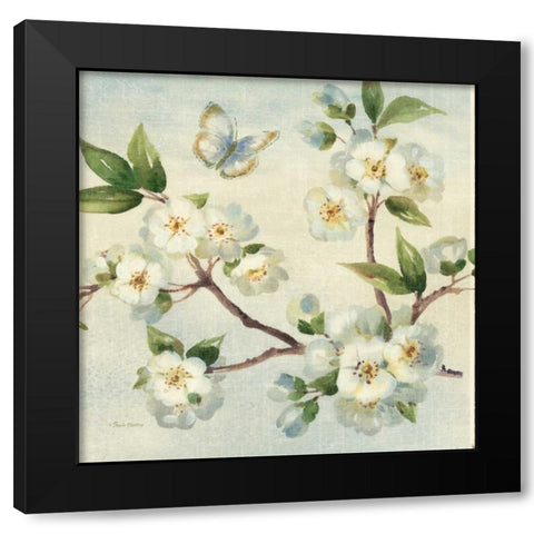 Cherry Bloom I Black Modern Wood Framed Art Print by Gladding, Pamela
