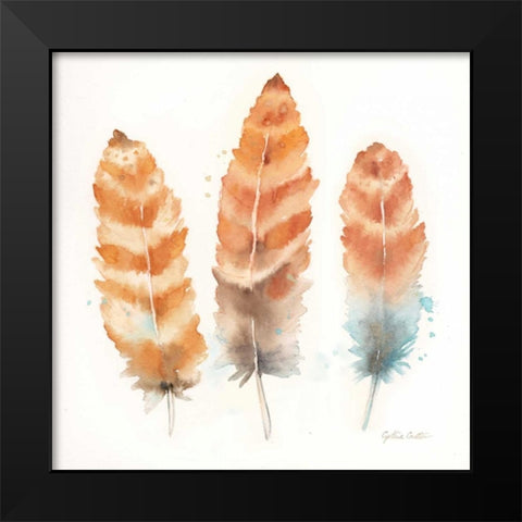 Watercolor Feathers II Black Modern Wood Framed Art Print by Coulter, Cynthia