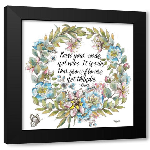 Boho Floral Wreath Sentiment I Black Modern Wood Framed Art Print with Double Matting by Tre Sorelle Studios