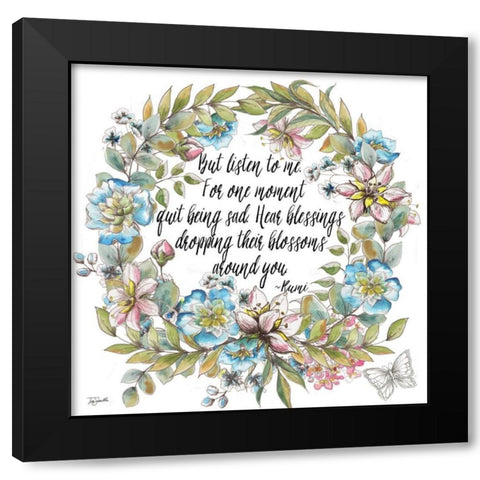 Boho Floral Wreath Sentiment II Black Modern Wood Framed Art Print by Tre Sorelle Studios