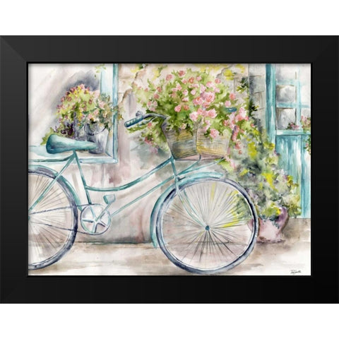 Paris Bicycle Landscape Black Modern Wood Framed Art Print by Tre Sorelle Studios