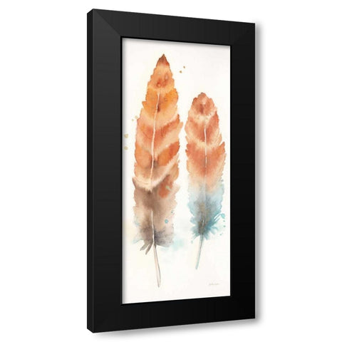 Watercolor Feathers Panel II Black Modern Wood Framed Art Print by Coulter, Cynthia