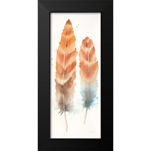 Watercolor Feathers Panel II Black Modern Wood Framed Art Print by Coulter, Cynthia