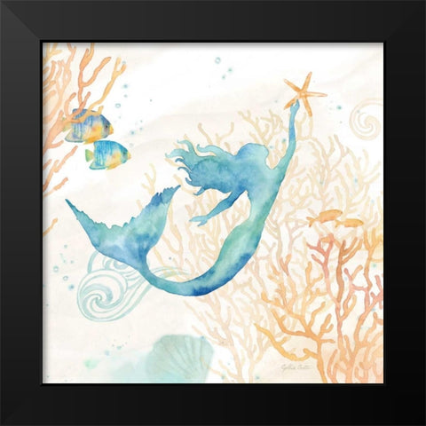 Under the Sea Mermaid   Black Modern Wood Framed Art Print by Coulter, Cynthia