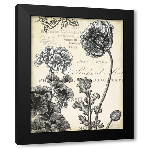 Pen and Ink Floral Study I  Black Modern Wood Framed Art Print by Cusson, Marie Elaine