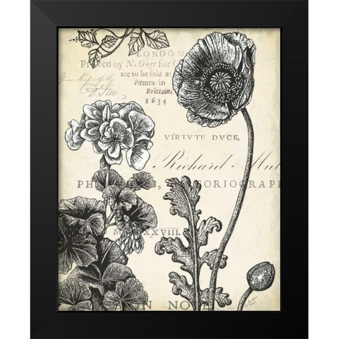 Pen and Ink Floral Study I  Black Modern Wood Framed Art Print by Cusson, Marie Elaine