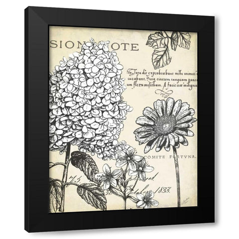 Pen and Ink Floral Study II  Black Modern Wood Framed Art Print by Cusson, Marie Elaine