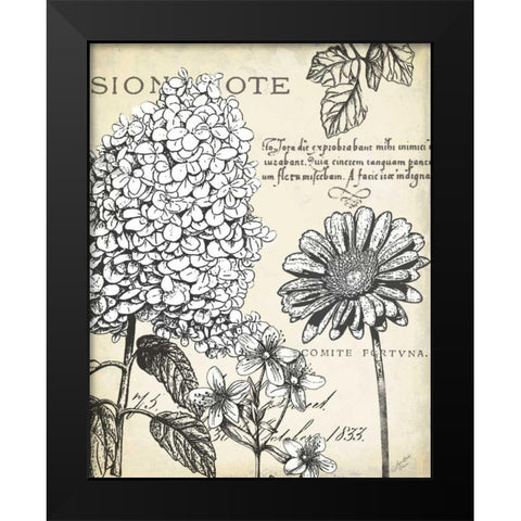 Pen and Ink Floral Study II  Black Modern Wood Framed Art Print by Cusson, Marie Elaine
