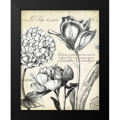 Pen and Ink Floral Study IV  Black Modern Wood Framed Art Print by Cusson, Marie Elaine