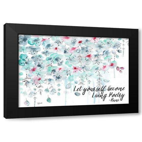 Henna Poetry Landscape Black Modern Wood Framed Art Print by Tre Sorelle Studios