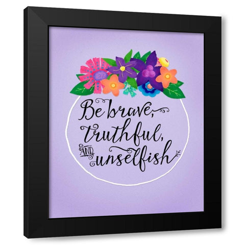 Be Kind and Brave II  Black Modern Wood Framed Art Print by Coon, Tracey