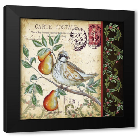 Christmas Bird Postcard IV Black Modern Wood Framed Art Print with Double Matting by Tre Sorelle Studios