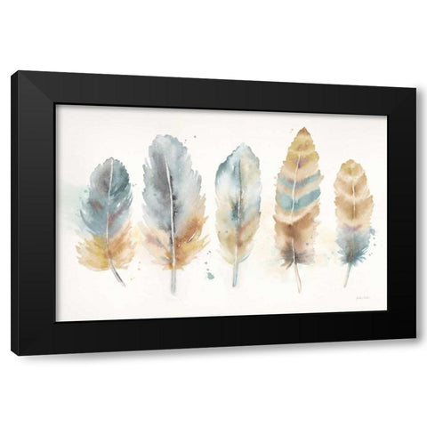 Watercolor Feathers Neutral Landscape Black Modern Wood Framed Art Print by Coulter, Cynthia