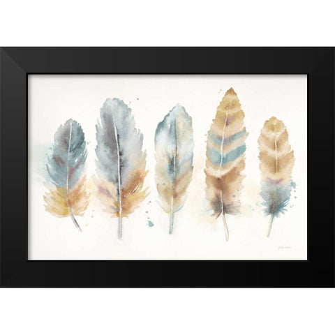 Watercolor Feathers Neutral Landscape Black Modern Wood Framed Art Print by Coulter, Cynthia