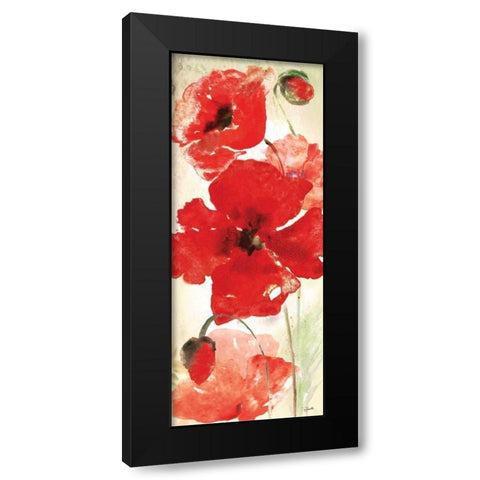 Watercolor Red Poppies Panel I Black Modern Wood Framed Art Print by Tre Sorelle Studios