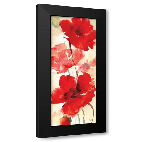 Watercolor Red Poppies Panel II Black Modern Wood Framed Art Print with Double Matting by Tre Sorelle Studios