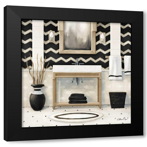 Black and Gold Bath I    Black Modern Wood Framed Art Print with Double Matting by Milan, Vittorio